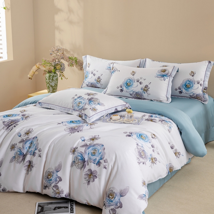 91家纺网 家纺一手货源 找家纺 （总）麦田家纺 2025新款50S莱赛尔天丝印花四件套