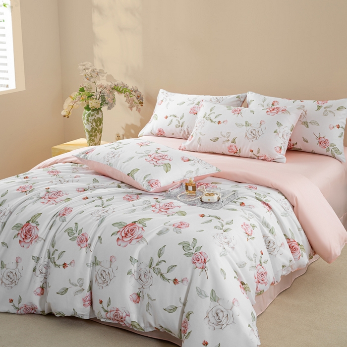 91家纺网 家纺一手货源 找家纺 麦田家纺 2025新款50S莱赛尔天丝印花四件套 幽兰