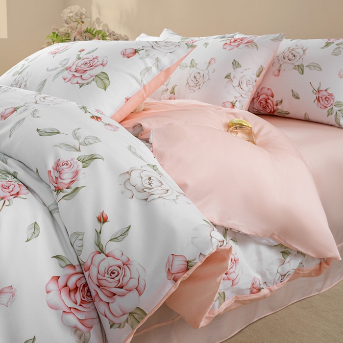 91家纺网 家纺一手货源 找家纺 麦田家纺 2025新款50S莱赛尔天丝印花四件套 幽兰