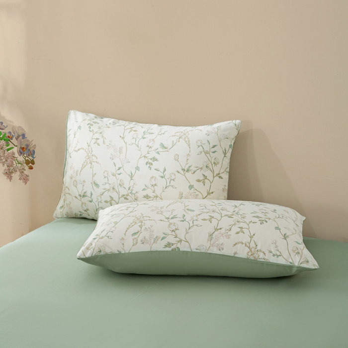 91家纺网 家纺一手货源 找家纺 麦田家纺 2025新款50S莱赛尔天丝印花四件套 浅爱