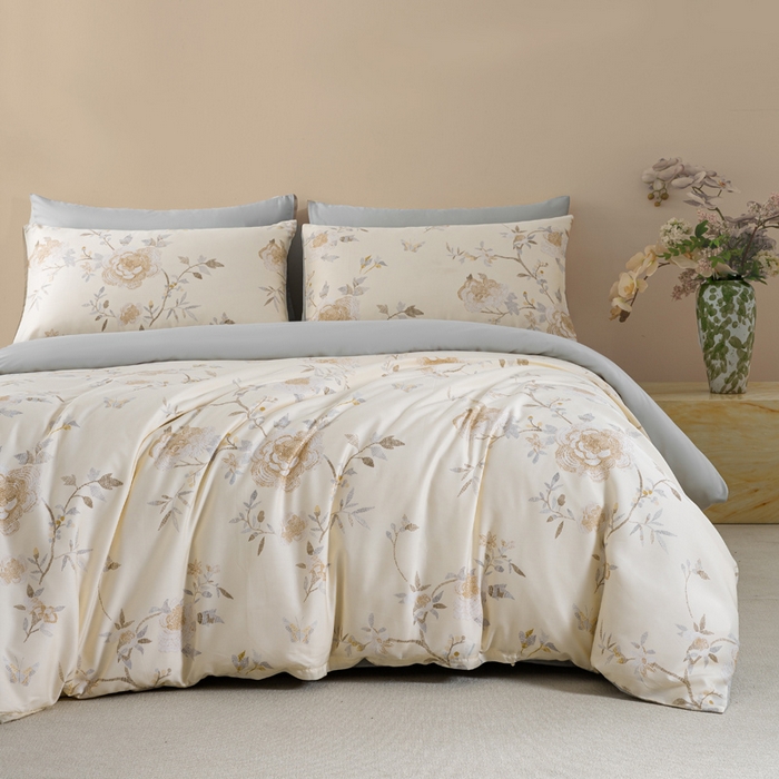 91家纺网 家纺一手货源 找家纺 麦田家纺 2025新款50S莱赛尔天丝印花四件套 妍艺