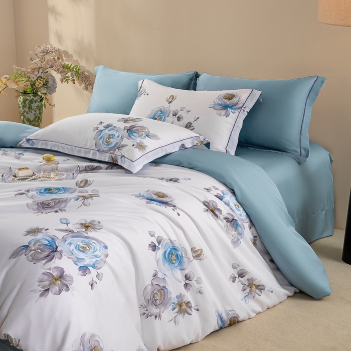 91家纺网 家纺一手货源 找家纺 （总）麦田家纺 2025新款50S莱赛尔天丝印花四件套