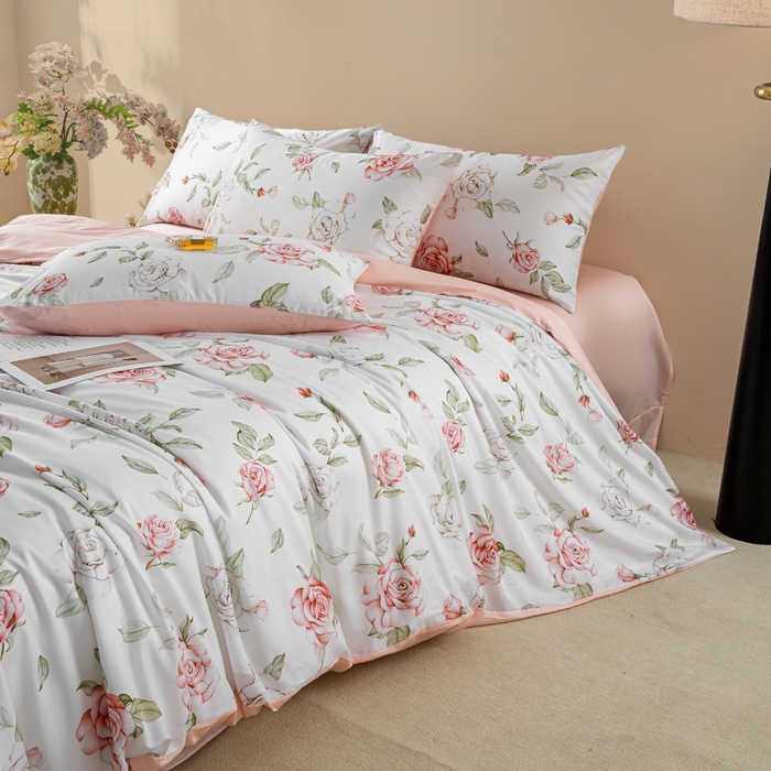 91家纺网 家纺一手货源 找家纺 麦田家纺 2025新款50S莱赛尔天丝印花四件套 幽兰