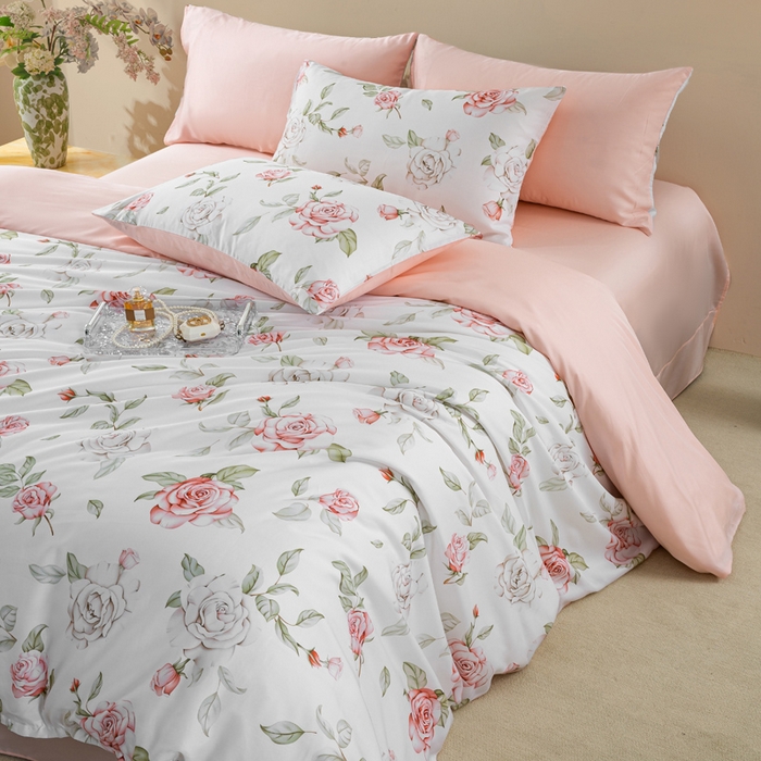 91家纺网 家纺一手货源 找家纺 麦田家纺 2025新款50S莱赛尔天丝印花四件套 幽兰