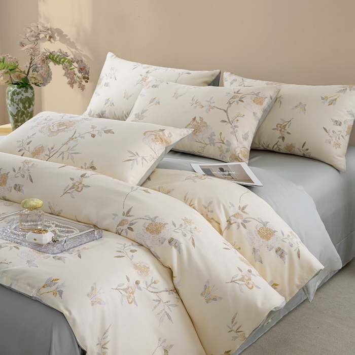 91家纺网 家纺一手货源 找家纺 麦田家纺 2025新款50S莱赛尔天丝印花四件套 妍艺