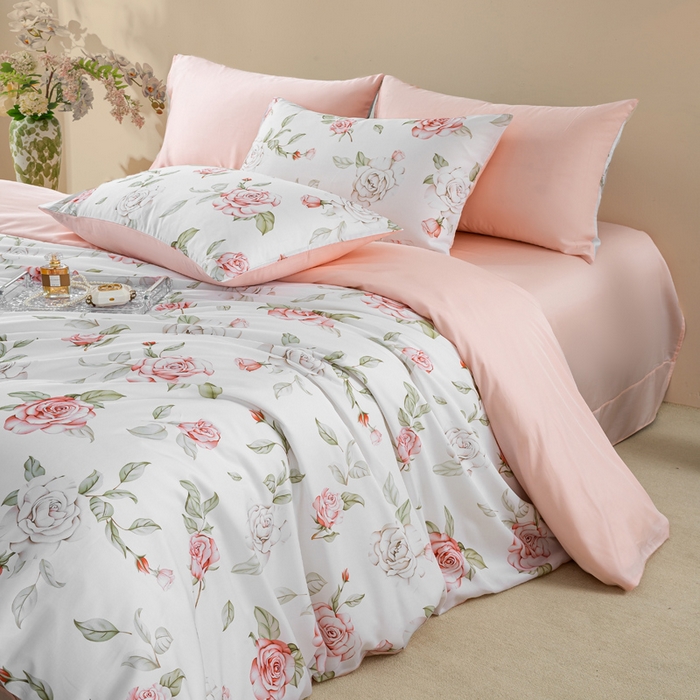 91家纺网 家纺一手货源 找家纺 麦田家纺 2025新款50S莱赛尔天丝印花四件套 幽兰