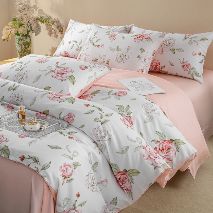 91家纺网 家纺一手货源 找家纺 麦田家纺 2025新款50S莱赛尔天丝印花四件套 幽兰