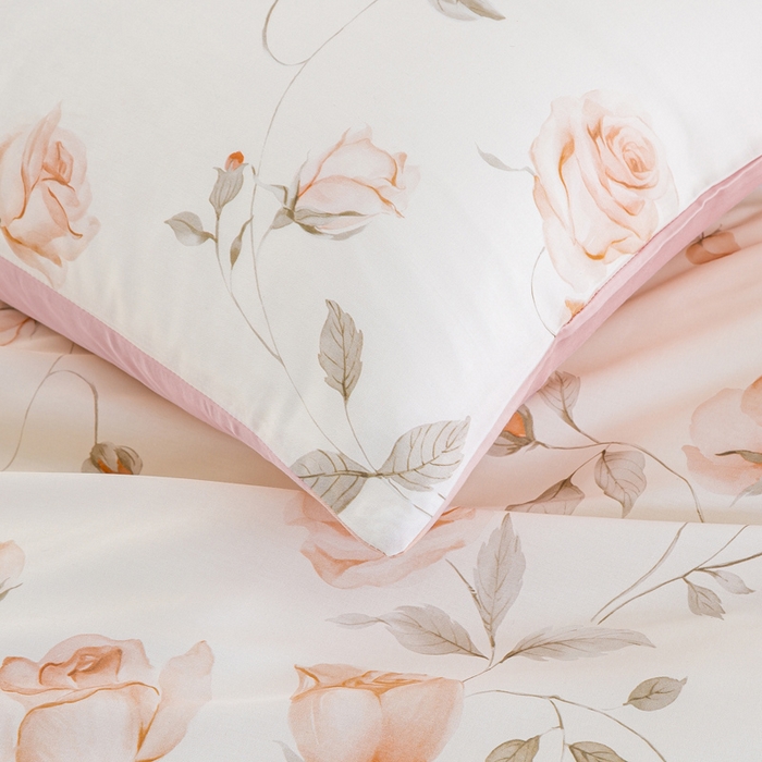 91家纺网 家纺一手货源 找家纺 麦田家纺 2025新款50S莱赛尔天丝印花四件套 花艺盈香-粉