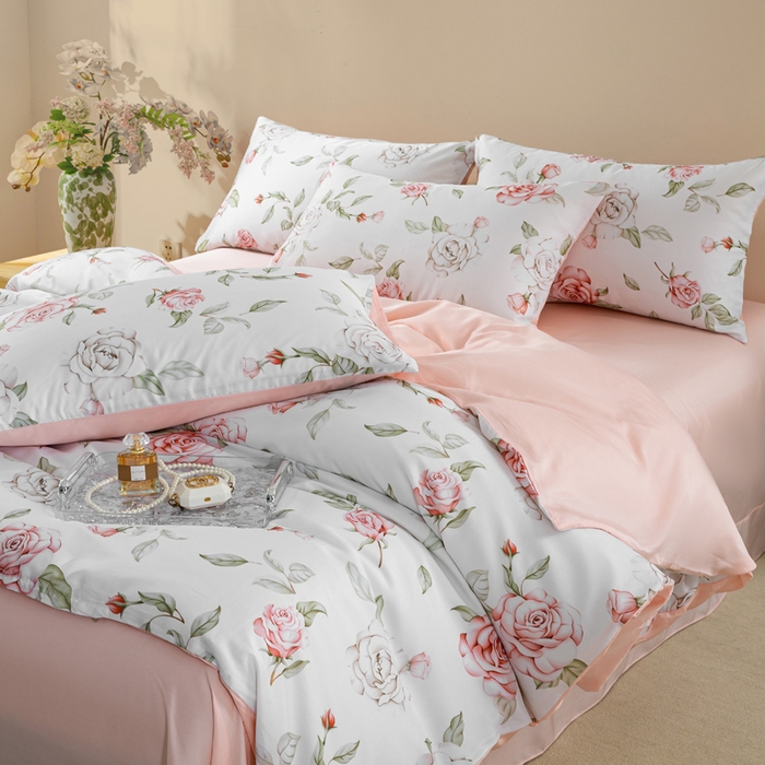 91家纺网 家纺一手货源 找家纺 麦田家纺 2025新款50S莱赛尔天丝印花四件套 幽兰