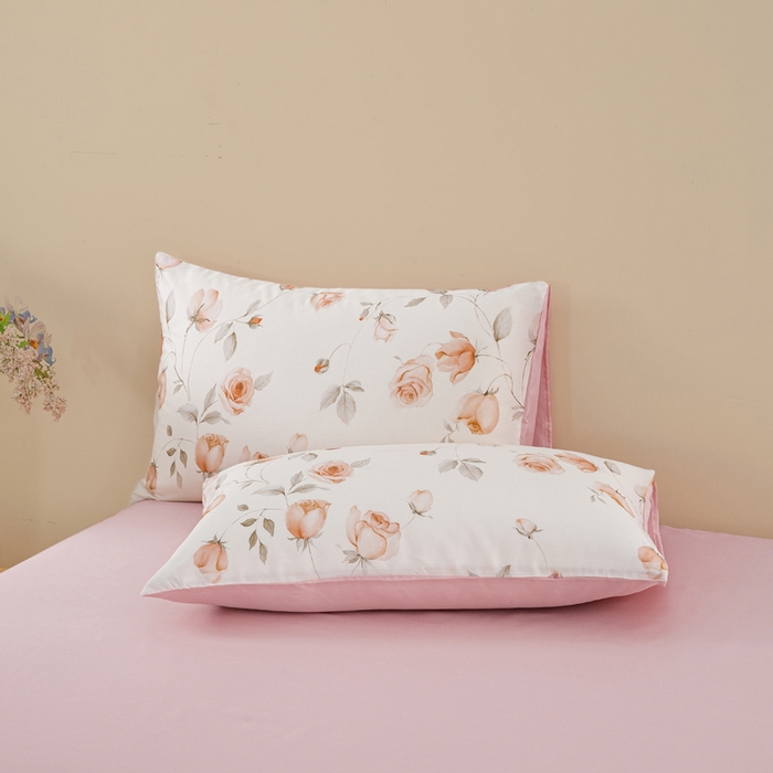 91家纺网 家纺一手货源 找家纺 麦田家纺 2025新款50S莱赛尔天丝印花四件套 花艺盈香-粉