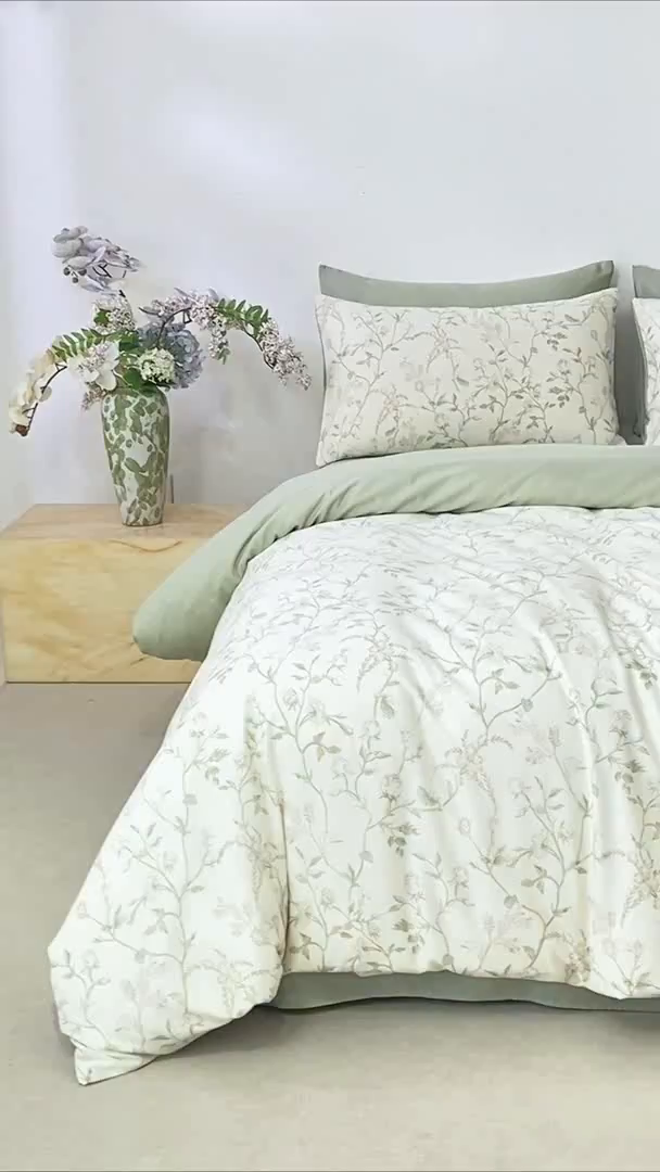 91家纺网 家纺一手货源 找家纺 麦田家纺 2025新款50S莱赛尔天丝印花四件套 浅爱