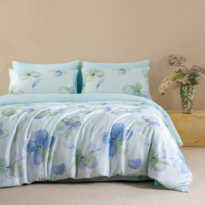 91家纺网 家纺一手货源 找家纺 麦田家纺 2025新款50S莱赛尔天丝印花四件套 微遥