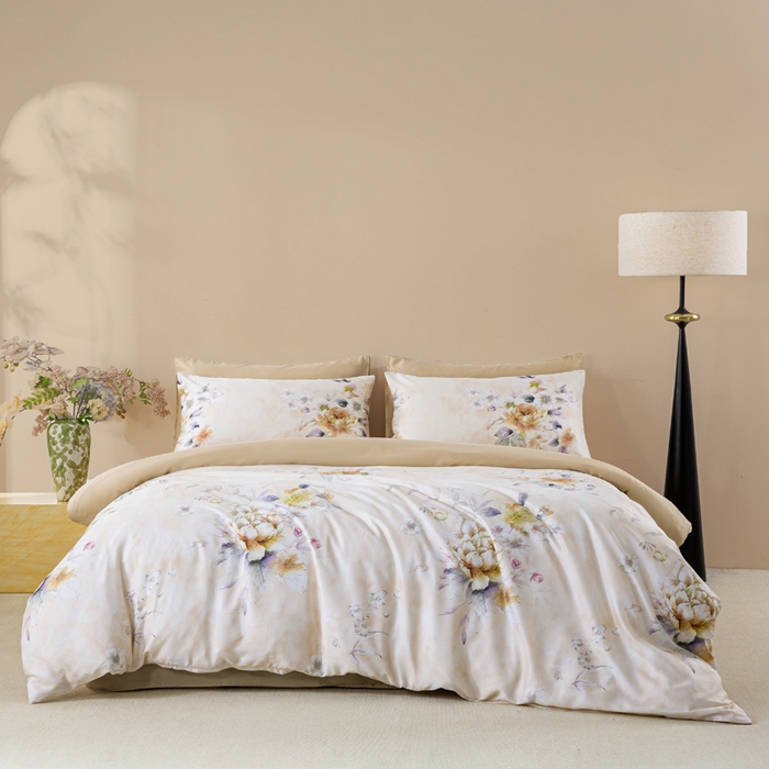 麦田家纺 2025新款50S莱赛尔天丝印花四件套 洛思-黄