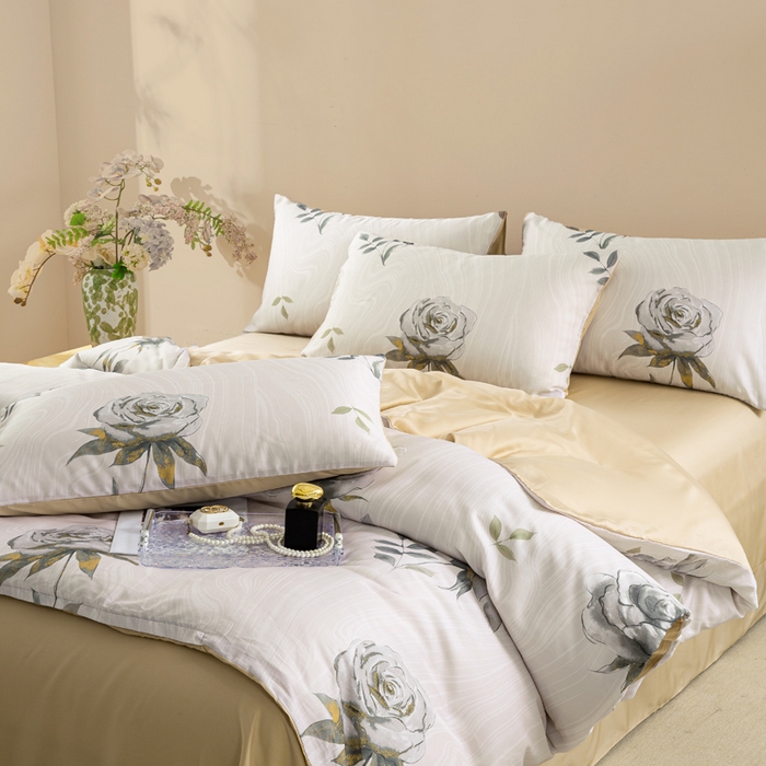 91家纺网 家纺一手货源 找家纺 麦田家纺 2025新款50S莱赛尔天丝印花四件套 烟雨江南