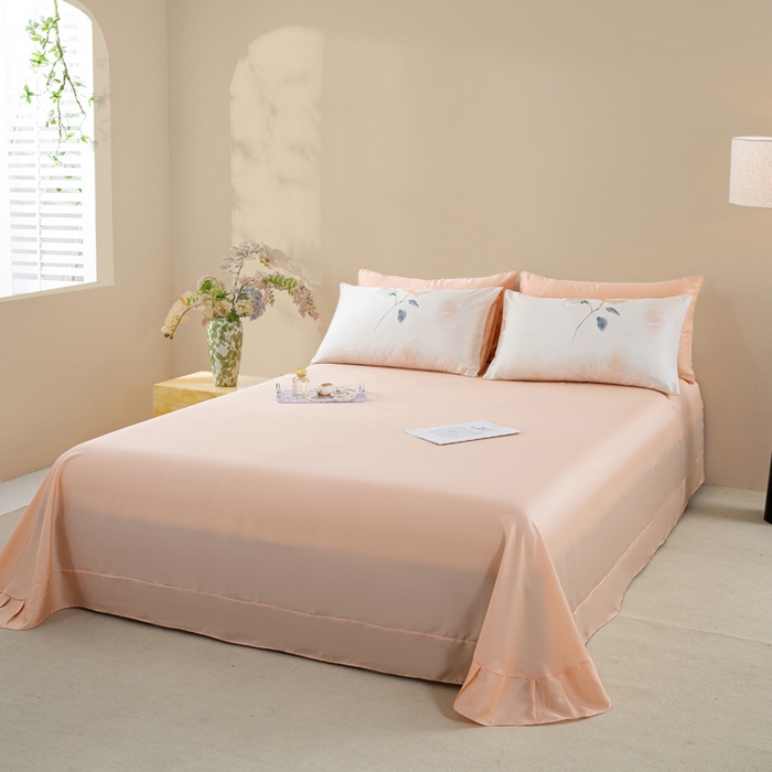 91家纺网 家纺一手货源 找家纺 麦田家纺 2025新款50S莱赛尔天丝印花四件套 绮梦-玉