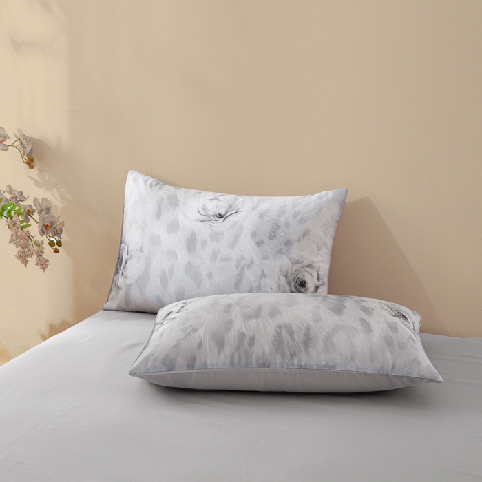 91家纺网 家纺一手货源 找家纺 麦田家纺 2025新款50S莱赛尔天丝印花四件套 豹纹诱惑-灰