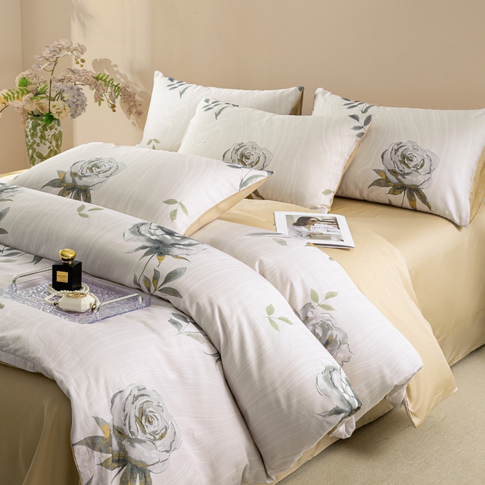 91家纺网 家纺一手货源 找家纺 麦田家纺 2025新款50S莱赛尔天丝印花四件套 烟雨江南