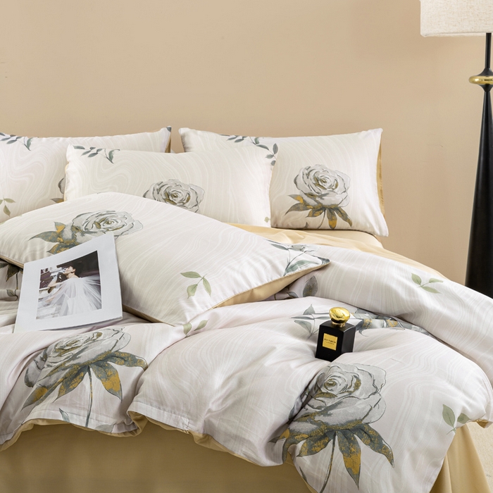 91家纺网 家纺一手货源 找家纺 麦田家纺 2025新款50S莱赛尔天丝印花四件套 烟雨江南