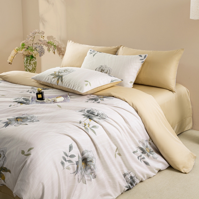 91家纺网 家纺一手货源 找家纺 麦田家纺 2025新款50S莱赛尔天丝印花四件套 烟雨江南