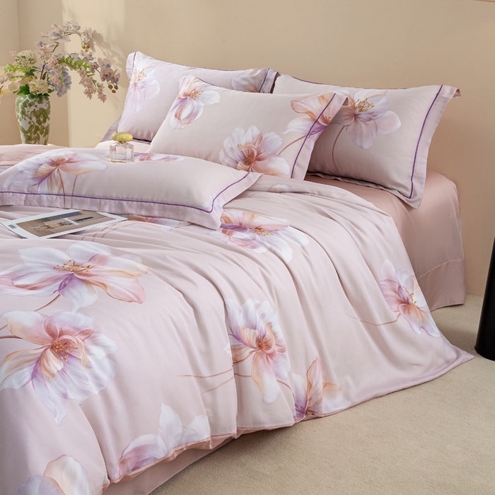 91家纺网 家纺一手货源 找家纺 麦田家纺 2025新款50S莱赛尔天丝印花四件套 古韵流香