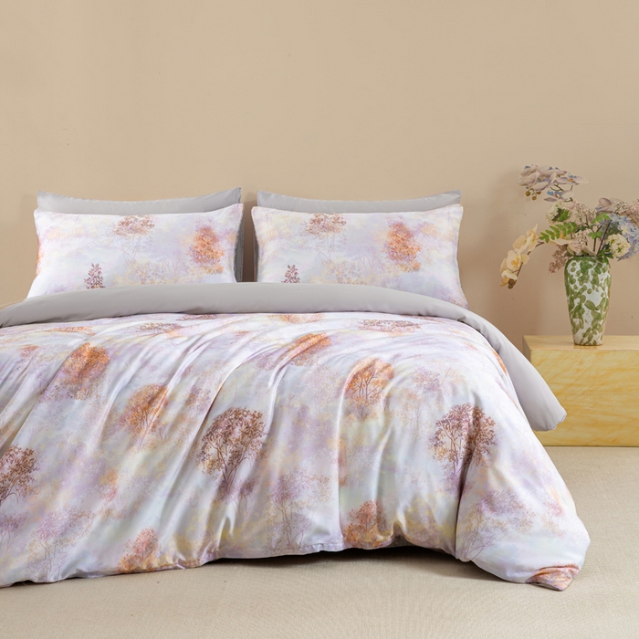 91家纺网 家纺一手货源 找家纺 麦田家纺 2025新款50S莱赛尔天丝印花四件套 幸福里