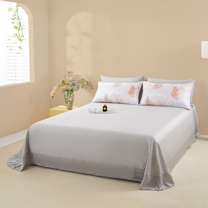 91家纺网 家纺一手货源 找家纺 麦田家纺 2025新款50S莱赛尔天丝印花四件套 幸福里