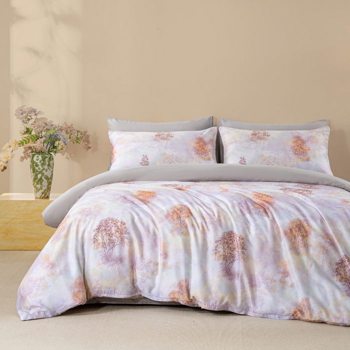 91家纺网 家纺一手货源 找家纺 麦田家纺 2025新款50S莱赛尔天丝印花四件套 幸福里