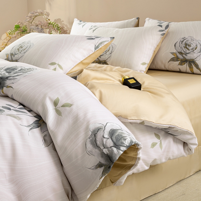 91家纺网 家纺一手货源 找家纺 麦田家纺 2025新款50S莱赛尔天丝印花四件套 烟雨江南