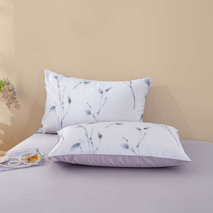 91家纺网 家纺一手货源 找家纺 麦田家纺 2025新款50S莱赛尔天丝印花四件套 静谧-灰