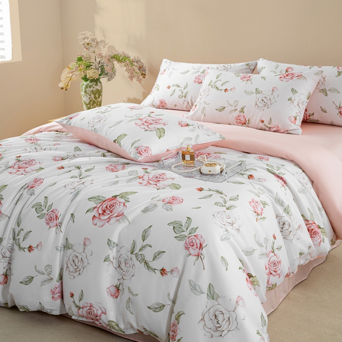 91家纺网 家纺一手货源 找家纺 麦田家纺 2025新款50S莱赛尔天丝印花四件套 幽兰