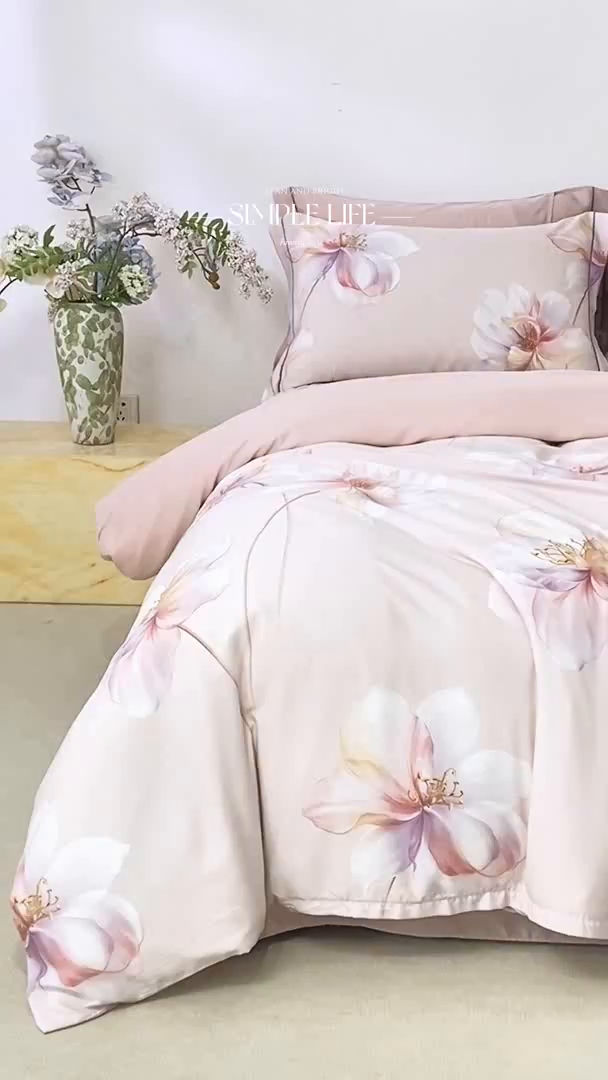 91家纺网 家纺一手货源 找家纺 麦田家纺 2025新款50S莱赛尔天丝印花四件套 古韵流香