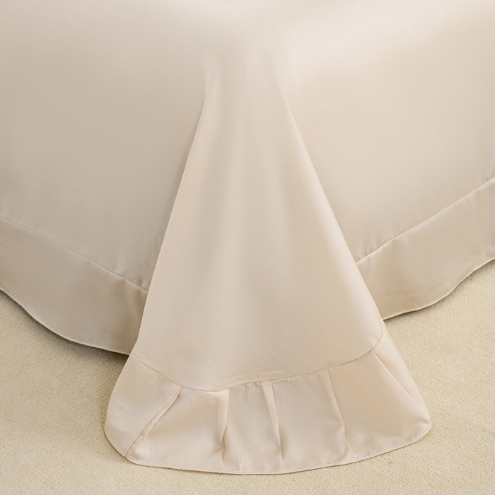 91家纺网 家纺一手货源 找家纺 麦田家纺 2025新款50S莱赛尔天丝印花四件套 叶影-灰