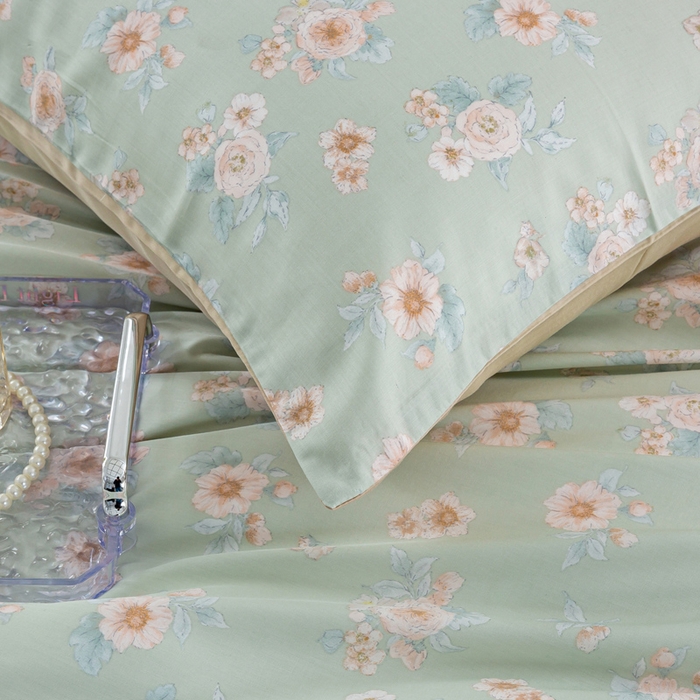 91家纺网 家纺一手货源 找家纺 麦田家纺 2025新款50S莱赛尔天丝印花四件套 雾里看花