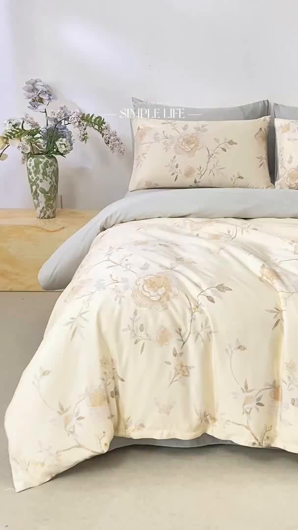 91家纺网 家纺一手货源 找家纺 麦田家纺 2025新款50S莱赛尔天丝印花四件套 妍艺