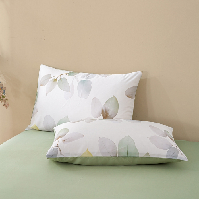 91家纺网 家纺一手货源 找家纺 麦田家纺 2025新款50S莱赛尔天丝印花四件套 叶语-绿