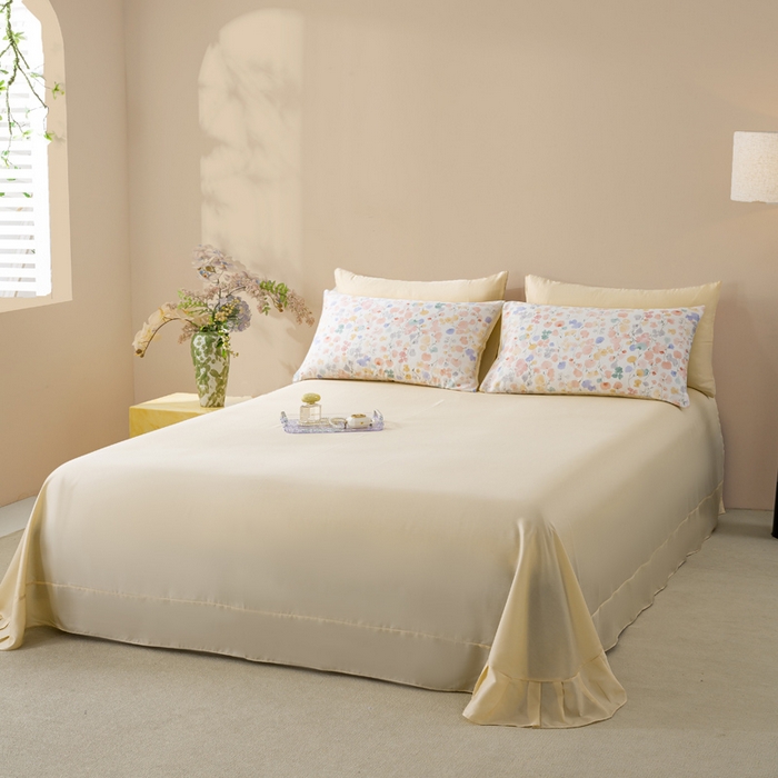 91家纺网 家纺一手货源 找家纺 麦田家纺 2025新款50S莱赛尔天丝印花四件套 含依