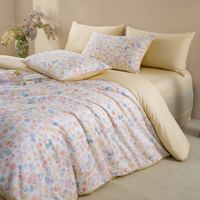 91家纺网 家纺一手货源 找家纺 麦田家纺 2025新款50S莱赛尔天丝印花四件套 含依