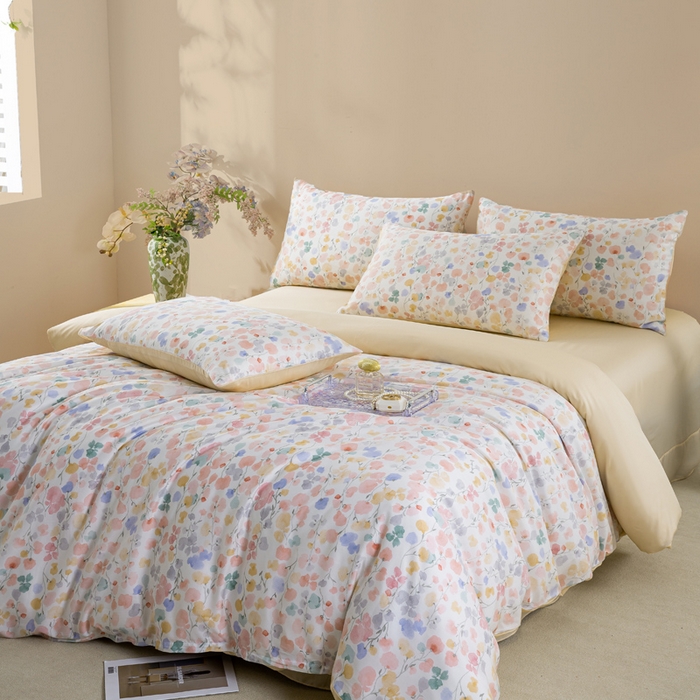 91家纺网 家纺一手货源 找家纺 麦田家纺 2025新款50S莱赛尔天丝印花四件套 含依