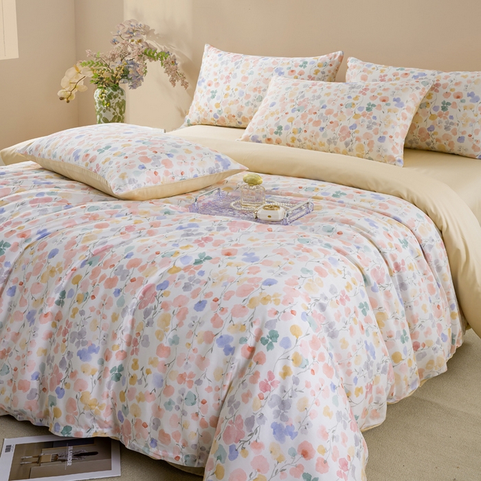 91家纺网 家纺一手货源 找家纺 麦田家纺 2025新款50S莱赛尔天丝印花四件套 含依