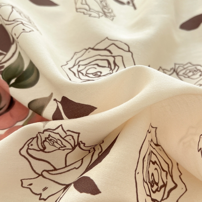 91家纺网 家纺一手货源 找家纺 麦田家纺 2025新款花卉全棉印花四件套系列 茉森-浅咖