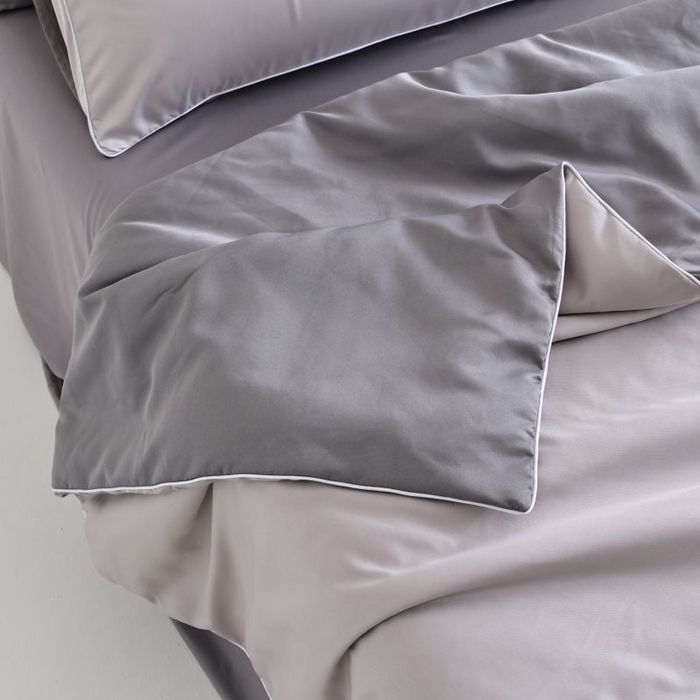 91家纺网 家纺一手货源 找家纺 麦田家纺 2025新款双拼麻绳水洗真丝冰丝夏被 高级灰+灰