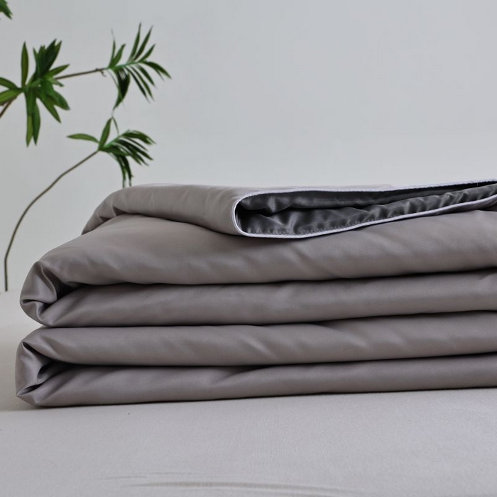 91家纺网 家纺一手货源 找家纺 麦田家纺 2025新款双拼麻绳水洗真丝冰丝夏被 高级灰+灰