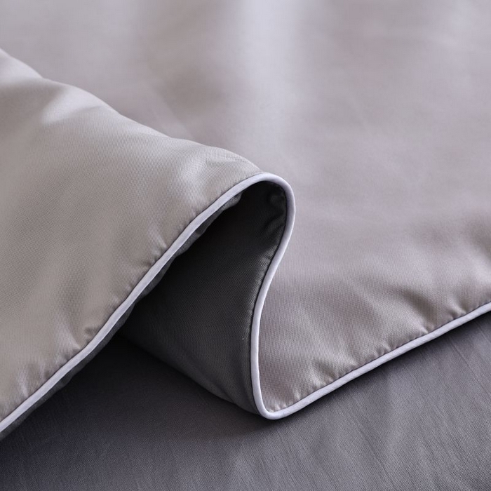 91家纺网 家纺一手货源 找家纺 麦田家纺 2025新款双拼麻绳水洗真丝冰丝夏被 高级灰+灰