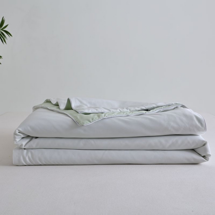 91家纺网 家纺一手货源 找家纺 麦田家纺 2025新款双拼麻绳水洗真丝冰丝夏被 贵族白+绿