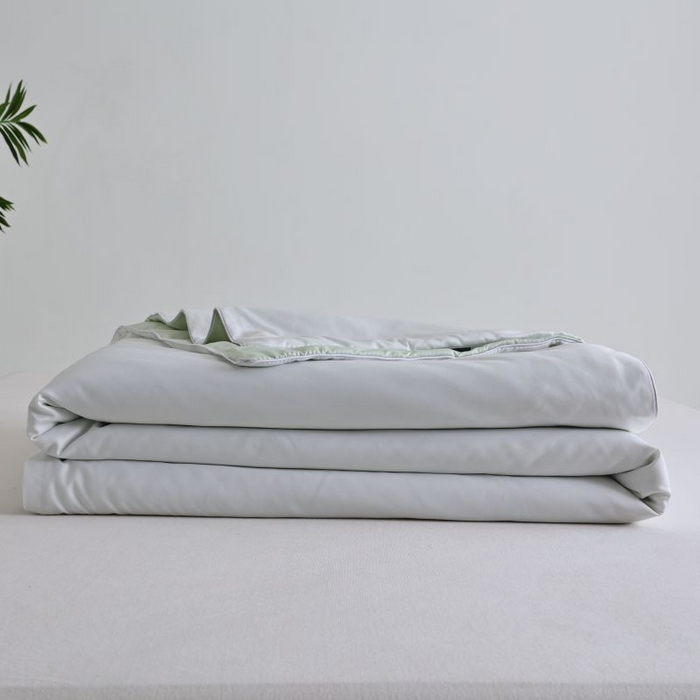 91家纺网 家纺一手货源 找家纺 麦田家纺 2025新款双拼麻绳水洗真丝冰丝夏被 贵族白+绿