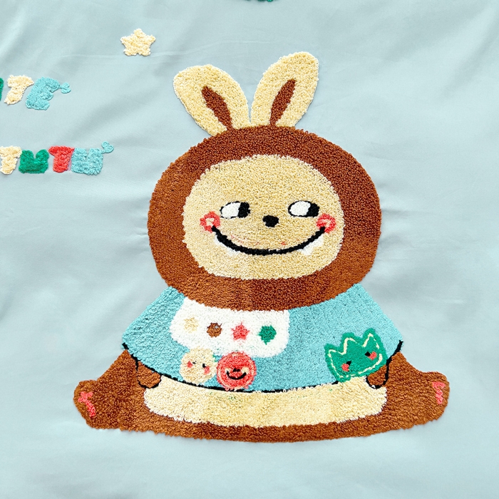 91家纺网 家纺一手货源 找家纺 梵赫2025新款全棉A类5050磨毛卡通毛巾绣婴童套件幼儿园三件套 小兔兔