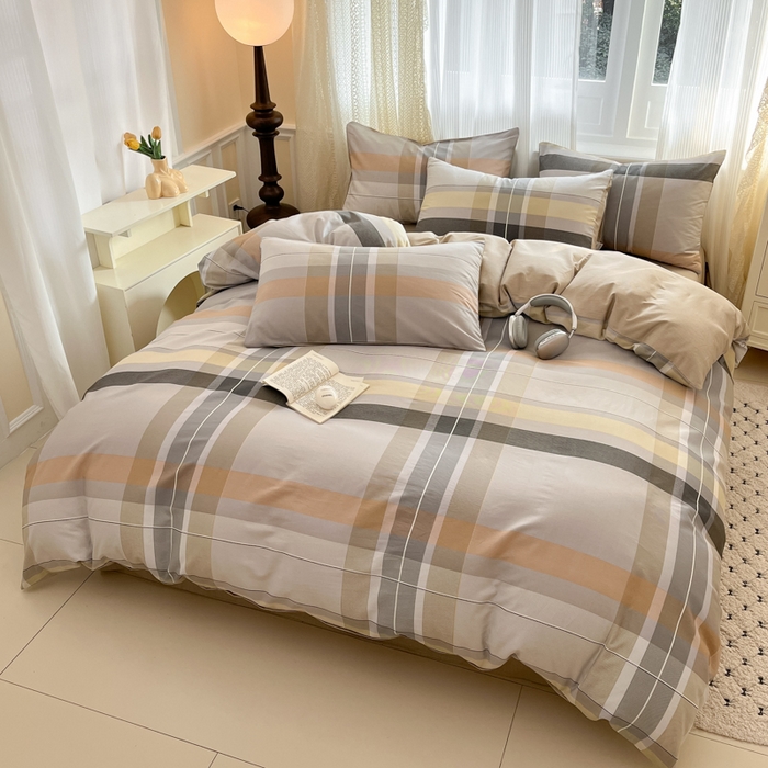 91家纺网 家纺一手货源 找家纺 麦田家纺 2025新款花卉全棉印花四件套系列 森格-咖