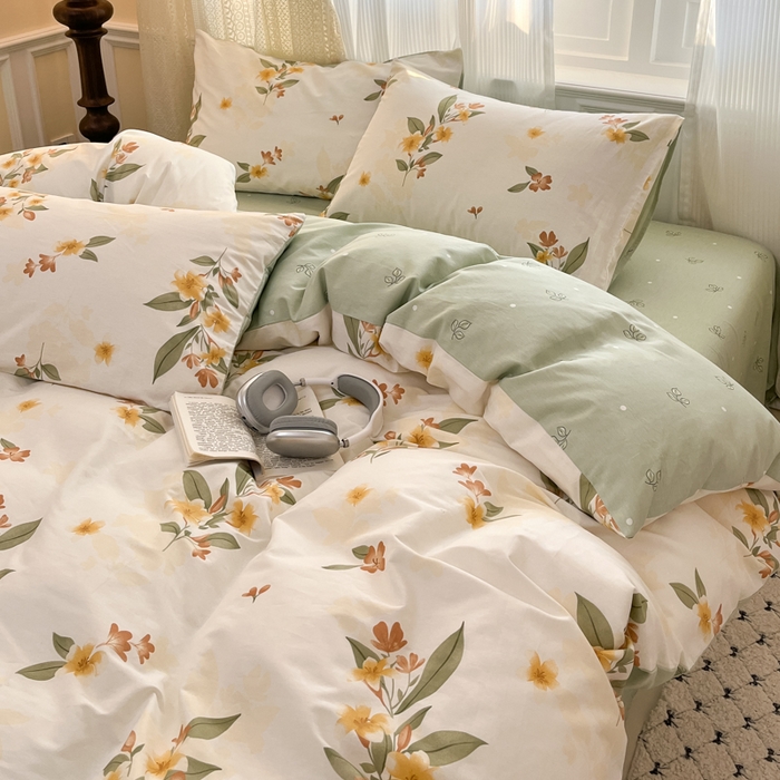 91家纺网 家纺一手货源 找家纺 麦田家纺 2025新款花卉全棉印花四件套系列 夜语