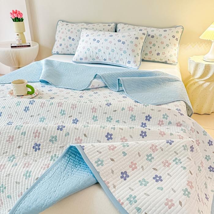 91家纺网 家纺一手货源 找家纺 （总）麦田家纺 2025新款珍珠绸印花双面床盖