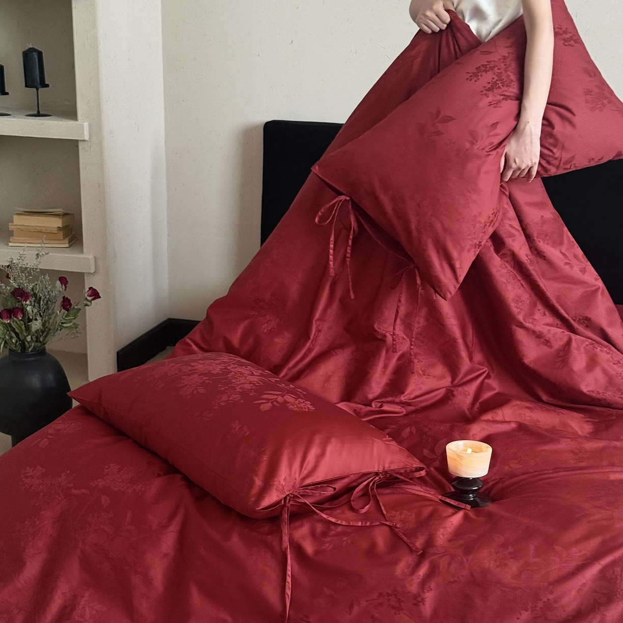 91家纺网 家纺一手货源 找家纺 （总）鹿班家居 2025新款秋冬款100S长绒棉精美提花系列四件套-春和景明（标准会员-20元）